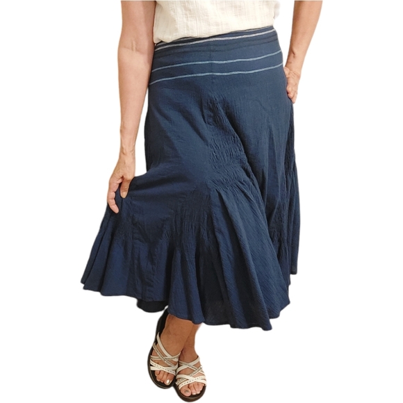 NY Collection Boho Gauze Style Skirt - Blue - Picture 4 of 7